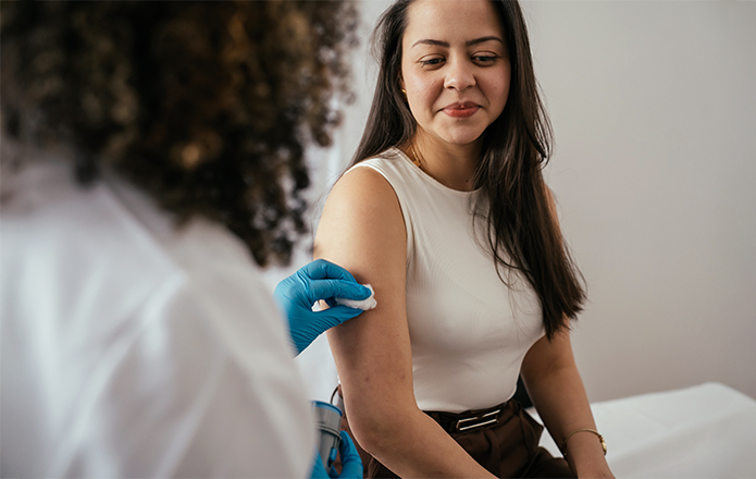 Woman getting flu shot
