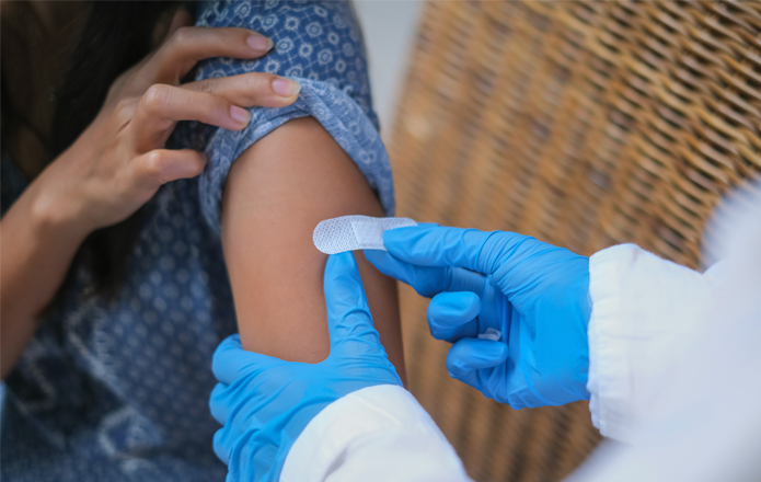 Patient getting a flu shot