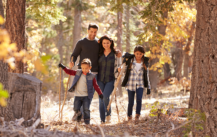 Family in the woods
